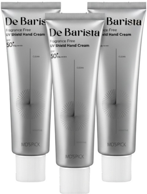 엠디스픽 드 바리스타 무향 자외선 차단 선 쉴드 핸드크림 SPF50+ PA++++ 올리브영 핸드크림 선크림 골프 패치 여행용, 3개, 50g