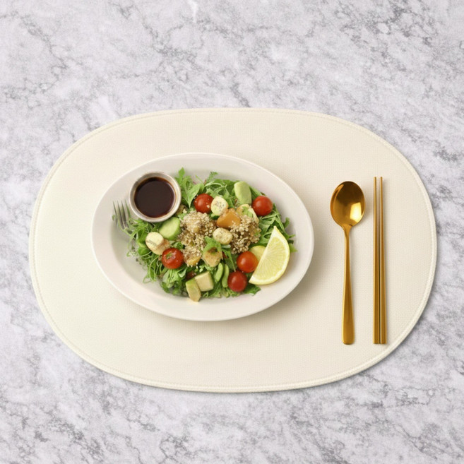 에노브 닦으면 끝 식탁 테이블 매트, 1개, 39x26.5cm, 화이트