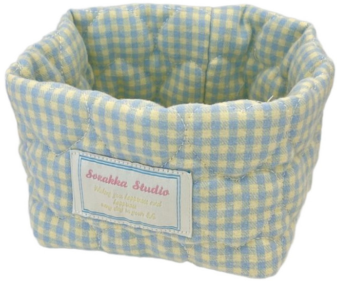 5종 체크 패브릭 수납 바구니, 04. 민트(T10034), 1세트