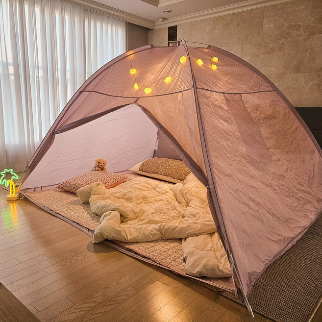 [외풍차단100%] 따뜻한 난방 원터치 거실 침대 텐트