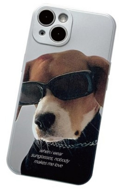 선글라스 고양이 강아지 실버 크롬 케이스 폰케이스