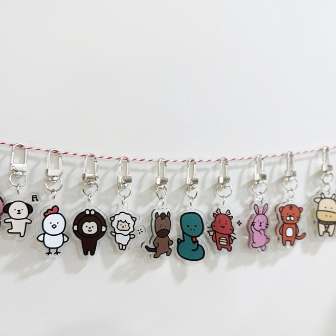 12지신 아크릴 키링 재물 재수 십이간지 동물, 1개, 토끼