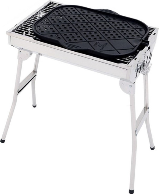 캠핑몽 포터블 L 바베큐그릴 접이식 캠핑 숯불 야외 화로 스텐 석쇠 휴대용 고기불판 대형, 1개
