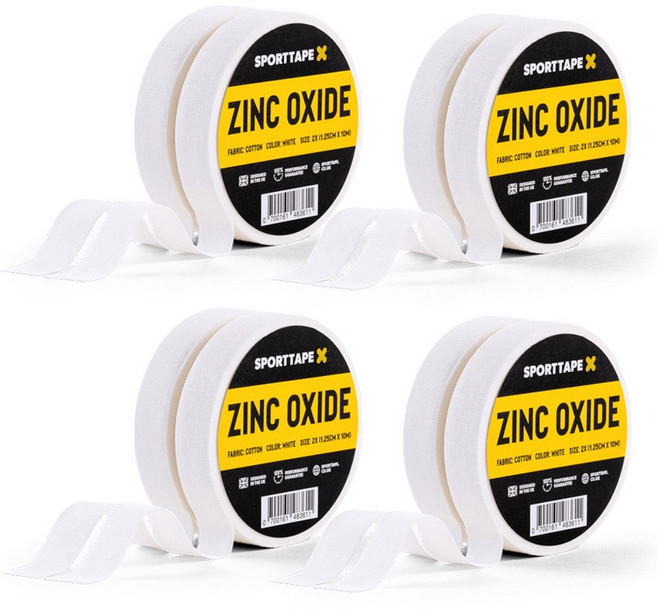 스포테이프 손가락 테이핑 Zinc Oixde 1.25cm x 10m (2롤) 주짓수 유도 배구 골프 볼링 골키퍼 클라이밍 파워리프팅 역도 테이프, 4세트