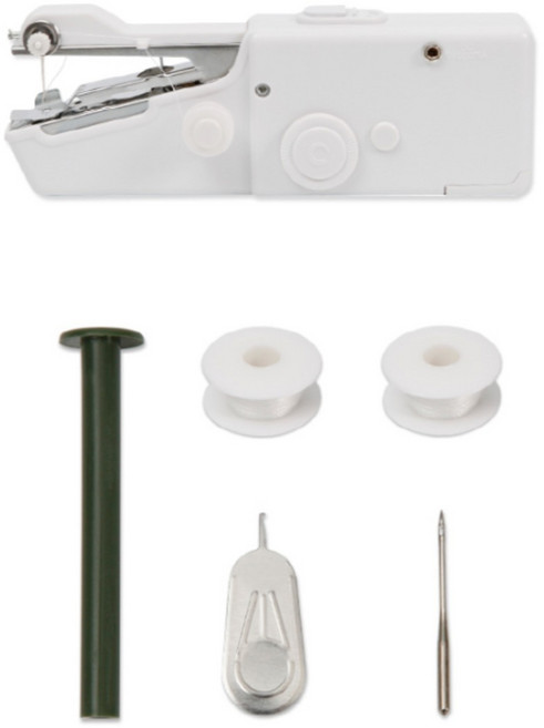 브레온 미니 재봉기 전동 미싱 휴대형 간편 바느질기 간편수선, 밀크 화이트