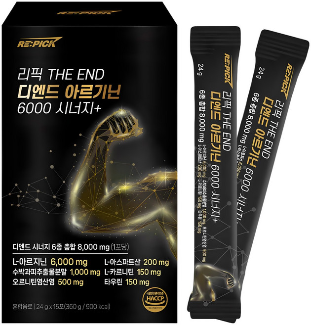 리픽 디엔드 아르기닌 6000 시트룰린 오르니틴 시너지+, 30개, 24g