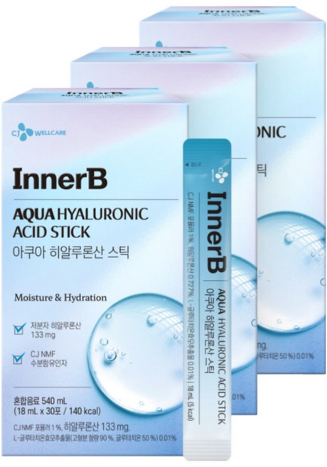 CJ 이너비 아쿠아 히알루론산 스틱, 90개, 18ml