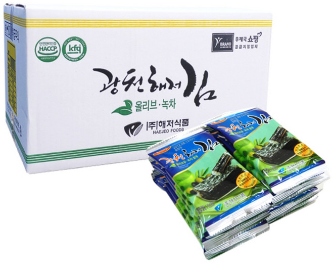 광천해저김 올리브녹차 미니도시락김 2g 240봉, 240개