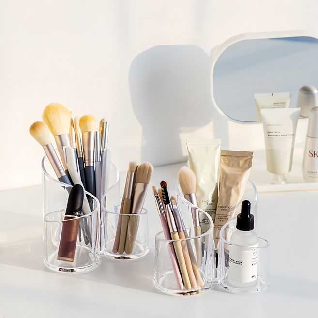 아크릴 브러쉬 정리함 연필 꽂이, 1개, 투명