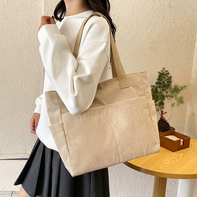 코듀로이 에코백 데일리 숄더 토트백 장바구니 컴퓨터 가방N-0080