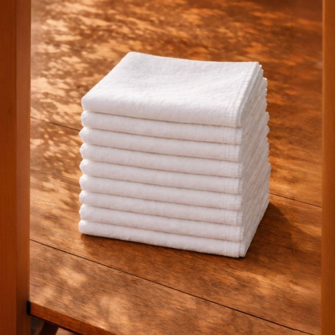 친환경 소창수건, 23수 4중(정련완료), 10개