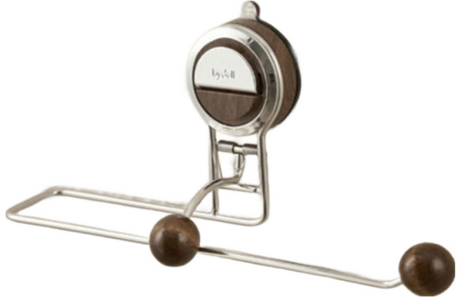 붙였다 떼었다 무타공 진공 흡착 월넛 키친타올 걸이, 1개