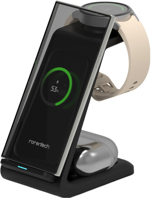 로랜텍 삼블 스탠드 3in1 고속 무선충전기, 블랙, 1개