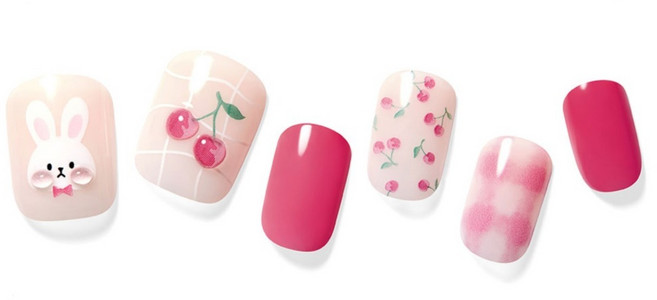 데싱디바 매직프레스 네일팁 세트, 체리 래빗, 1개