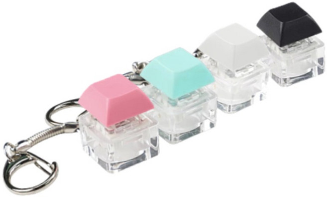 레아레아 LED 키보드 키링 키캡 클릭커 열쇠고리 키홀더, 1개, 1구세트