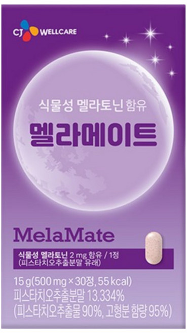 CJ웰케어 식물성 멜라토닌 함유 멜라메이트 15g, 2개, 30정