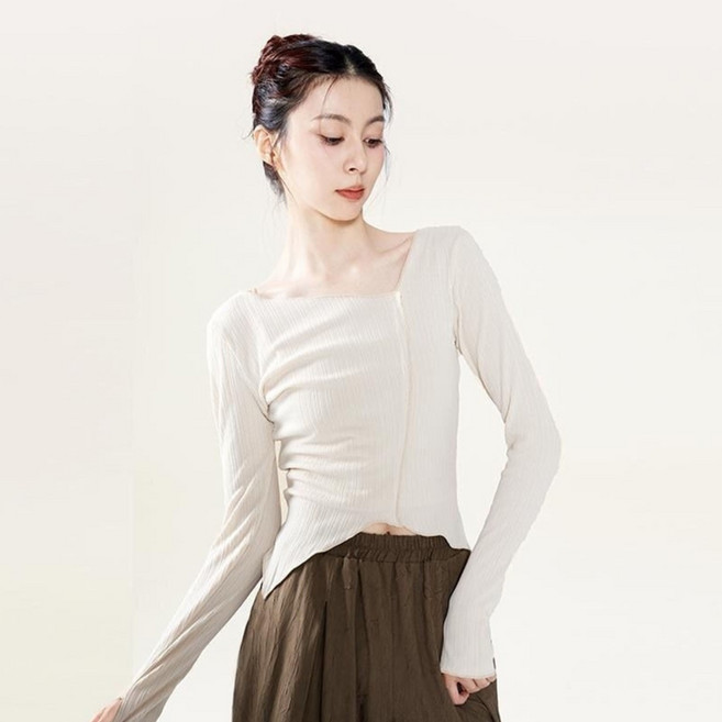 Vezri 터틀넥 썸홀 긴팔 슬림핏 무용복 현대무용 트레이닝웨어 겨울 발레리노 티셔츠