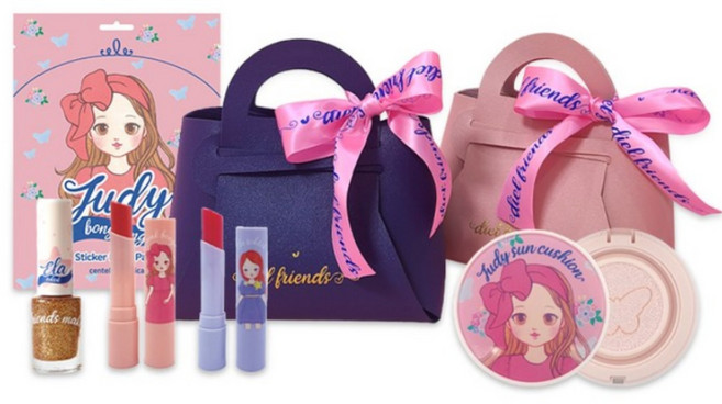 디엘프렌즈 레더백 실속세트 어린이메이크업세트 키즈메이크업, 1세트, 네이비