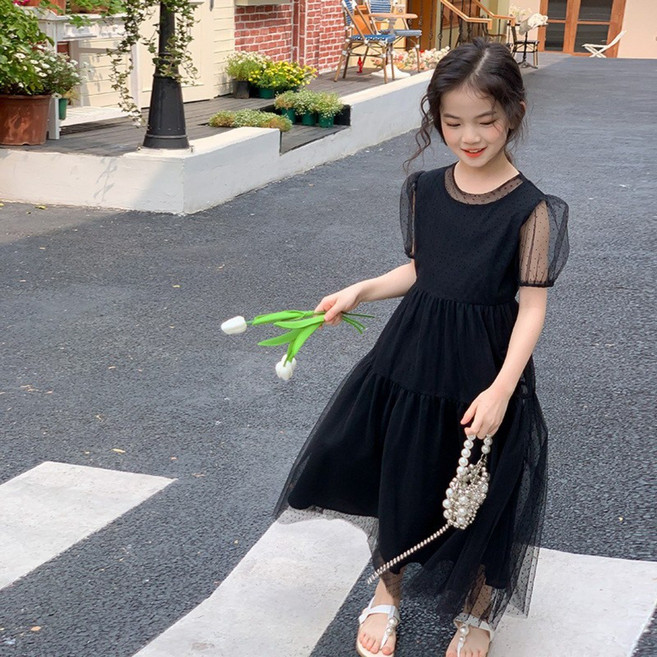 삐삐네옷가게 여아 주니어 블랙루시 여름 시스루 레이스 원피스