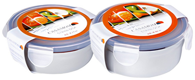 까사맘 스테인레스 스틸 원형 결착 강력 밀폐용기, 460ml, 2개