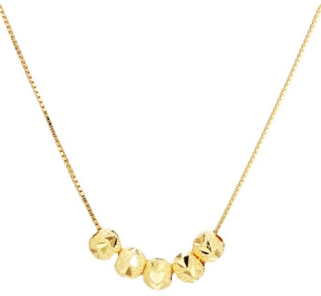 Ecrine 목걸이 18K 도금 볼 모양 곡선 체인 반짝이는 세련된 색상 변화 없음 펜던트 데일리 통근 데이트 매치링 액세서리 여자친구 선물 추천 쇼핑백 포함