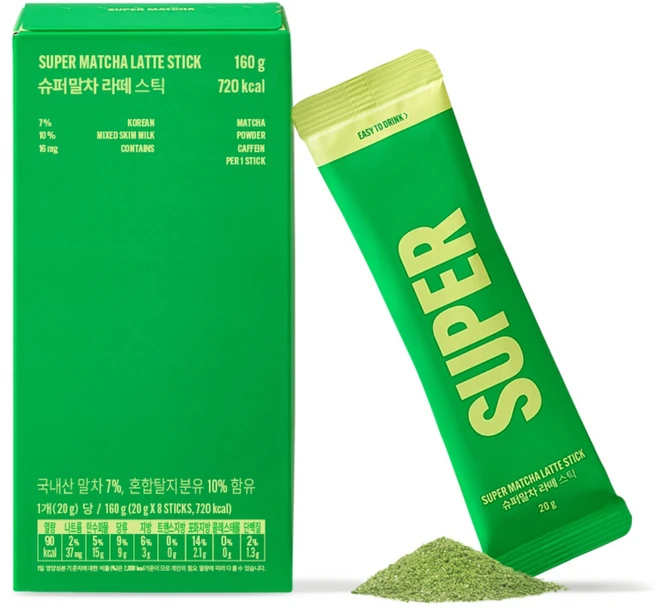 슈퍼말차 라떼 스틱, 1개, 8개입, 20g - 쿠팡