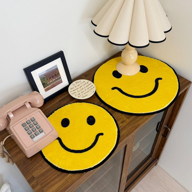 후암마켓 스마일 소프트 원형 러그 1+1 현관 욕실 발매트