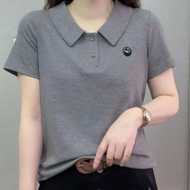 로루아 카라 캐주얼 오버핏 반팔 맨투맨 티셔츠