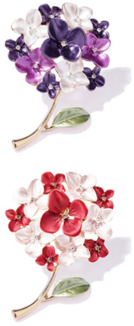 라일리 수국 플라워 브로치 2개 세트