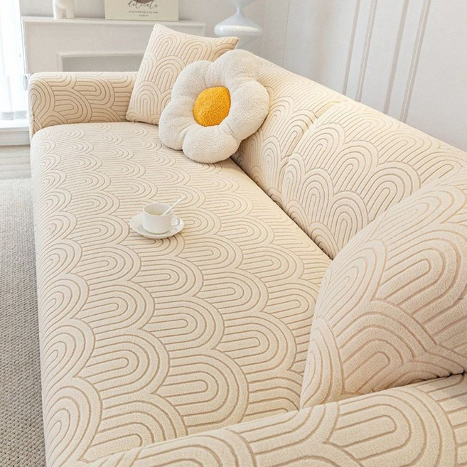 타오진 사계절 소파커버 전방위 소포 방지 고탄력 미끄럼 소파 커버, 베이지색, 1개