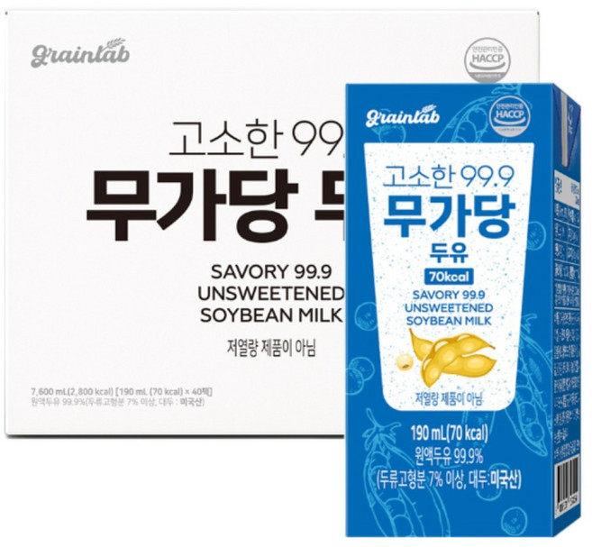 그레인랩 고소한99.9 무가당두유, 40개, 190ml