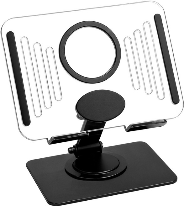 360도 회전 접이식 태블릿 거치대 탁상용/침대용 알루미늄, 메탈 아크릴 블랙, 1개
