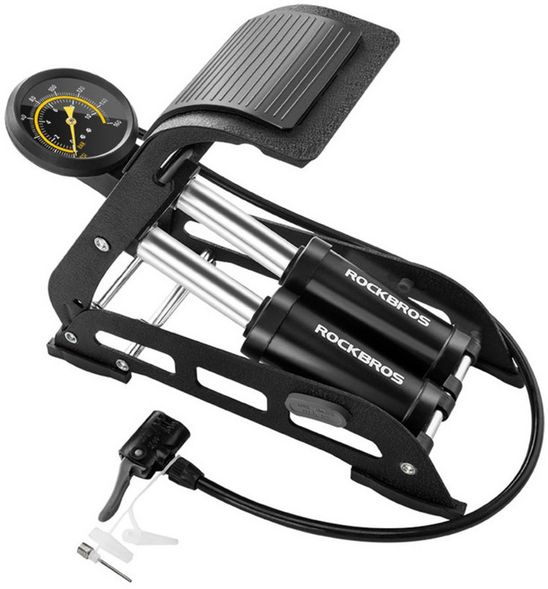 파인큐브 자전거/자동차 발 펌핑 에어 펌프, 블랙, 1개