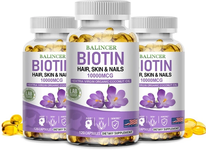 비오틴 캡슐 10000MCG - 건강한 모발 피부 및 손톱 지원 면역 건강 호르몬 건강 신진대사 심장 건강 지원, 1개, 120정 - 쿠팡