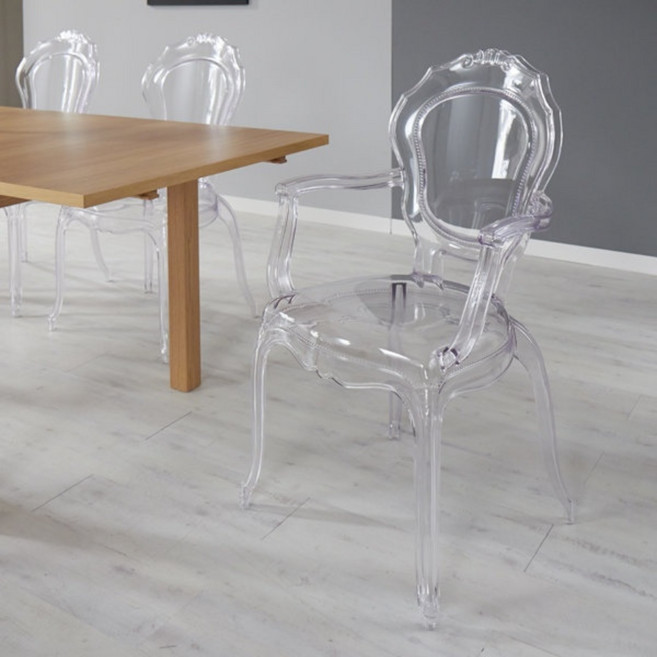 [당일출고/무료배송] GAWON 프린세스 고스트 암체어/투명의자, 투명(GOW-153), 1개