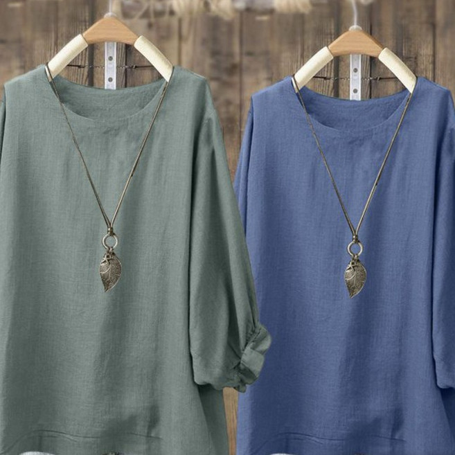 1+1 중년여성 라운드넥 5부소매 티셔츠 가오리핏 심플 편안한 반팔티 중년여성 풀오버