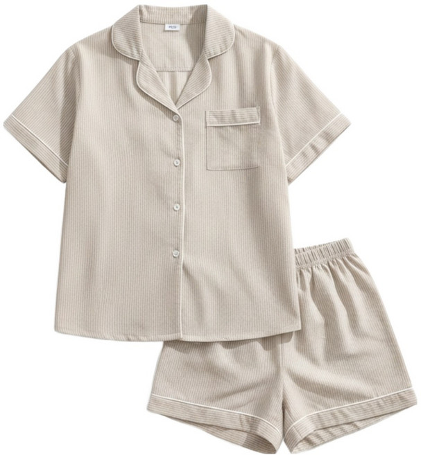 THEeiver더이버 커플 남여공용 스트라이프 반바지 파자마 잠옷 세트