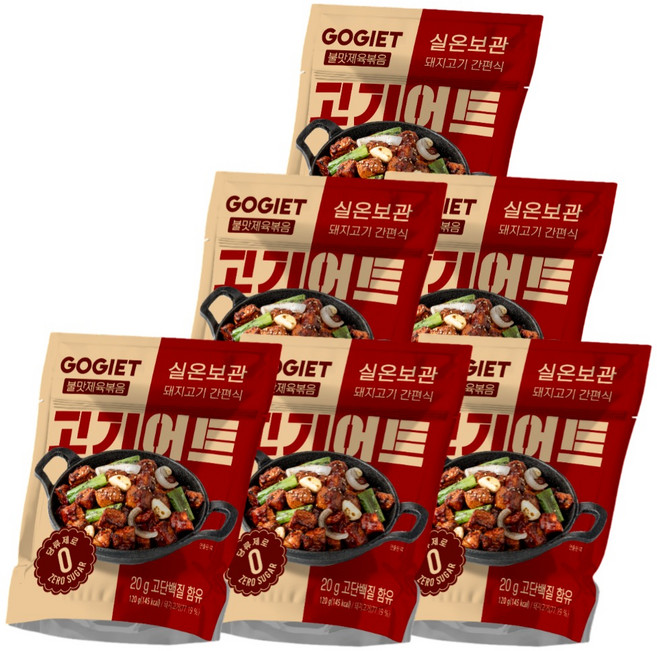 고기어트 바로먹는 실온보관 돼지고기 간편식 화끈한 불맛제육 단백질 식단 191kcal, 6개, 120g