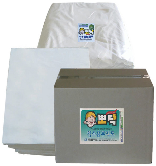 뽀닥 청소용부직포 물먹는 정전기용 물걸레 민무늬대형 450X350 1.80kg 한박스 대용량, 1개
