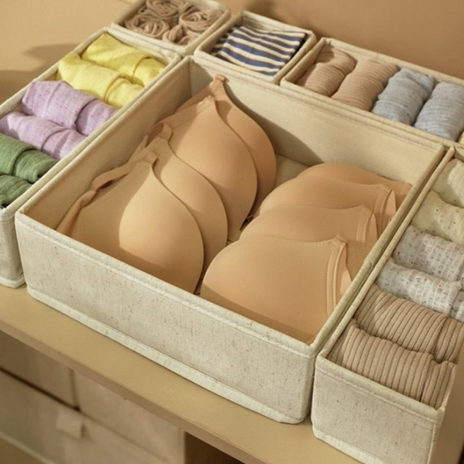 잉윤 서랍 정리함 속옷 양말 수납함 팬티 수납 케이스 패브릭 칸막이 정리함, 1개, 프리미엄 오트밀