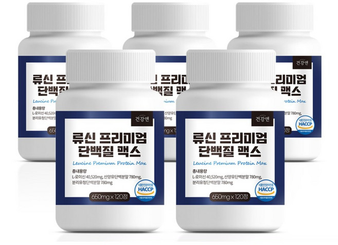 류신 단백질 프리미엄 류신 총 40520mg 식약청 HACCP 인증, 5개, 120정