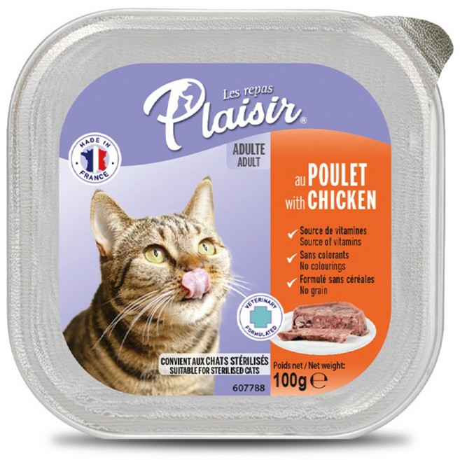 플레이저 프랑스 고양이 습식사료, 닭, 100g, 32개