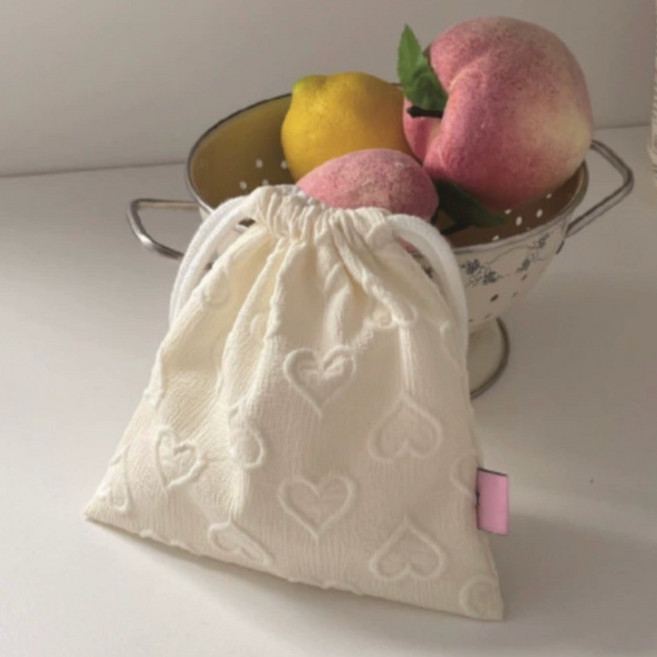 하트 스트링 끈 파우치 파스텔 컬러