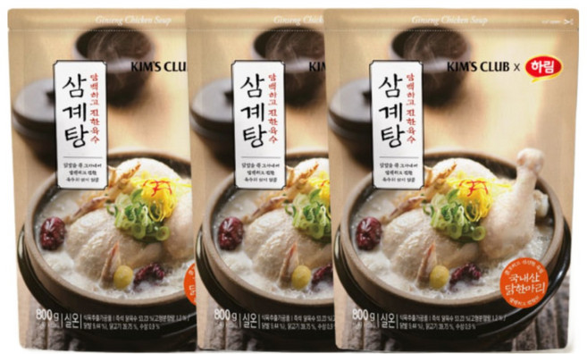 하림 삼계탕 킴스클럽 기획상품, 800g, 3개