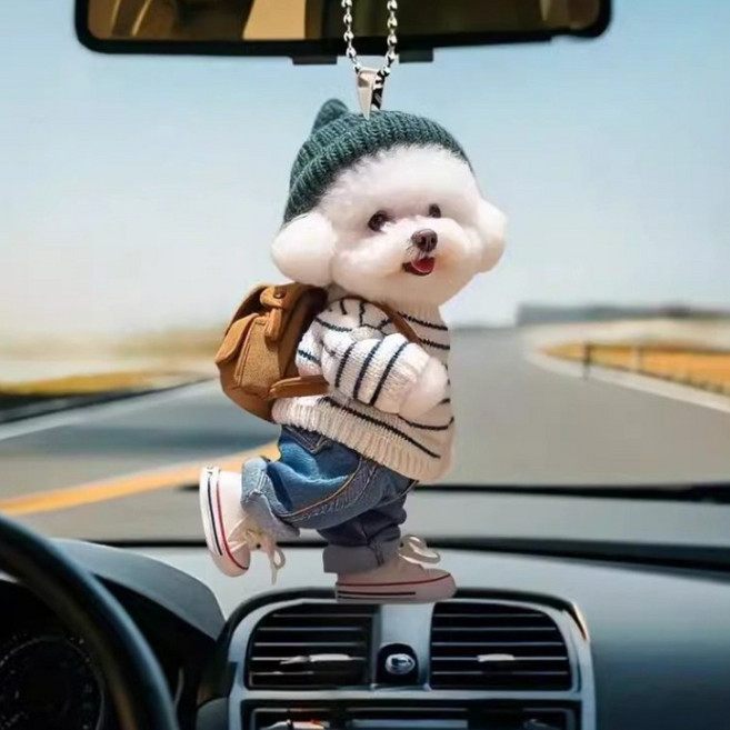쿠프리스 귀여운 강아지 키링 자동차 펜던트 가방 키체인 2D인형 키링