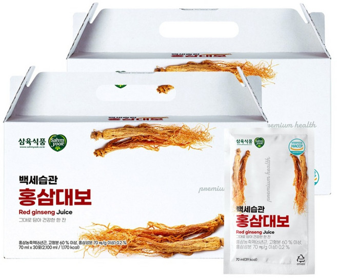 삼육 백세습관 홍삼대보, 2박스, 2.1L