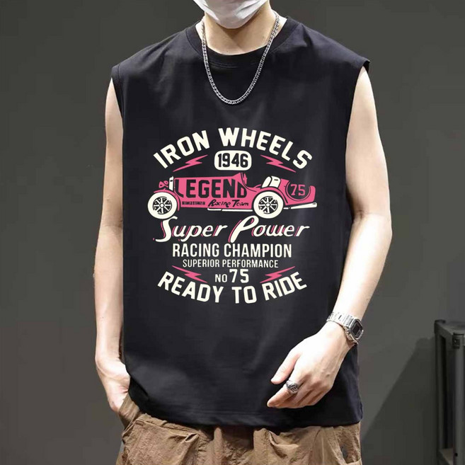 훌룰루 남자 프린팅 나시티 오버핏 민소매면티