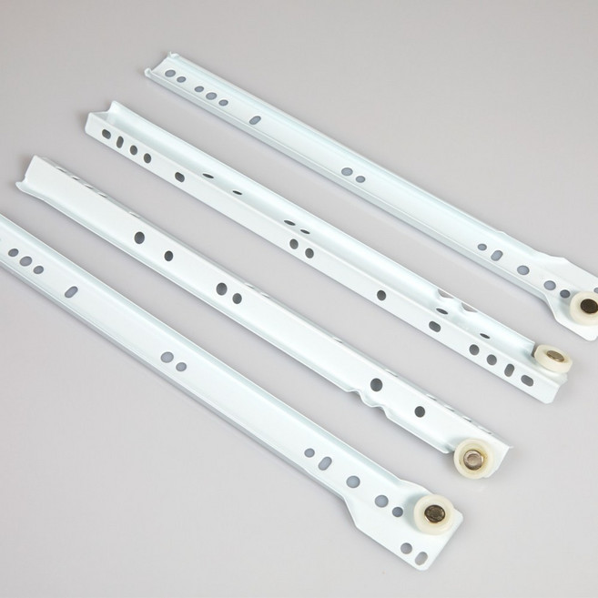 8위 - 가구 서랍 레일 좌우 세트 철레일 400mm, 화이트, 1개