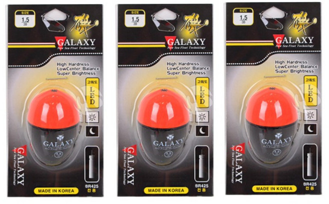 눈부셔 바다 전자 구멍찌 갤럭시 전자구멍찌 세트, 블랙/레드 0.8호, 3개