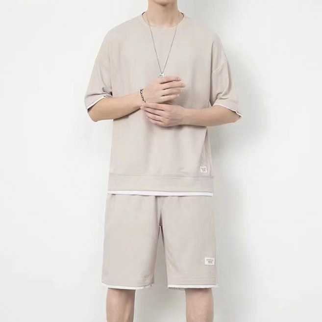 THE G&G남여공용 베이직 레저용 캐주얼 반팔티 반바지 통기성 라운드넥 트레이닝 운동복 상하세트-G